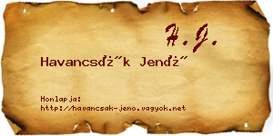 Havancsák Jenő névjegykártya
